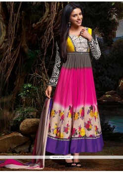 Multicolored Faux Georgette Printed Anarkali Suits