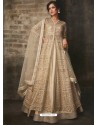 Light Beige Net And Art Silk Designer Anarkali Suit