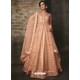 Peach Net And Art Silk Designer Anarkali Suit