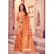 Orange Silk Zari Printed Saree