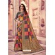 Multi Colour Silk Zari Printed Saree