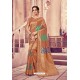 Light Brown Silk Zari Printed Saree