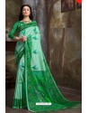 Jade Green Madhu Silk Printed Saree