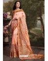 Peach Madhu Silk Printed Saree