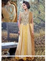 Blooming Cream And Brown Net Brasso Designer Gown