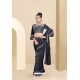 Marvelous Grey Lycra Thread And Moti Worked Saree