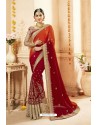 Red Faux Georgette Net Heavy Embroidered Bridal Saree