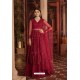 Red Heavy Net Embroidered Designer Anarkali Suit