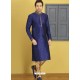 Dark Blue Silk Embroidered Kurta Pajama