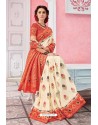 Off White Patola Silk Jacquard Worked Party Wear Saree