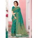 Beautiful Aqua Mint Patola Silk Party Wear Saree