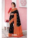 Black Patola Silk Jacquard Worked Party Wear Saree