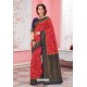 Red Patola Silk Jacquard Worked Party Wear Saree