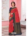 Red Patola Silk Jacquard Worked Party Wear Saree