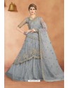 Grey Net Fancy Embroidered Designer Lehenga Choli