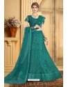 Teal Net Fancy Embroidered Designer Lehenga Choli