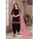 Deep Wine Velvet Heavy Embroidered Salwar Suit