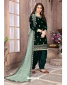 Dark Green Velvet Heavy Embroidered Salwar Suit