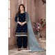Navy Blue Velvet Heavy Embroidered Salwar Suit