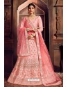 Baby Pink Silk Zari Embroidered Designer Lehenga Choli