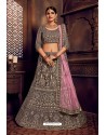 Grey Silk Zari Embroidered Designer Lehenga Choli