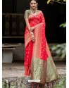 Red Banglori Raw Silk Zari Worked Designer Saree