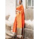 Ravishing Orange Banglori Raw Silk Zari Worked Designer Saree