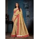 Light Beige Linen Cotton Banarasi Silk Designer Saree