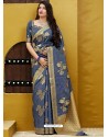Grey Banarasi Sona Chandi Silk Designer Saree