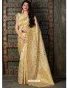 Light Beige Banarasi Sona Chandi Silk Designer Saree
