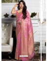 Hot Pink Banarasi Sona Chandi Silk Designer Saree