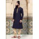 Navy Blue Poly Silk Embroidered Kurta Pajama