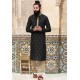 Black Poly Silk Embroidered Kurta Pajama