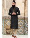 Black Poly Silk Embroidered Kurta Pajama