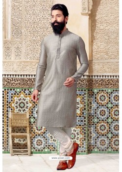 Taupe Jacquard Kurta Pajama