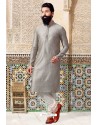 Taupe Jacquard Kurta Pajama