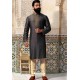 Black Slub Silk Kurta Pajama