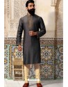 Black Slub Silk Kurta Pajama