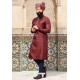 Maroon Jacquard Kurta Pajama