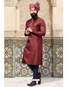 Maroon Jacquard Kurta Pajama