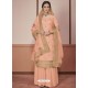 Peach Dola Silk Embroidered Palazzo Suit