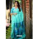 Sky Blue Linen Silk Weaving Printed Saree
