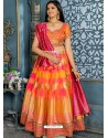 Pretty Orange Banarasi Silk Designer Lehenga Choli