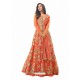 Orange Net Handworked Anarkali Suit