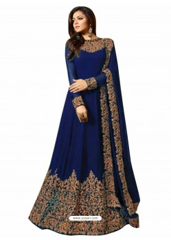 Navy Blue Faux Georgette Hanworked Anarkali Suit