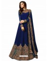 Navy Blue Faux Georgette Hanworked Anarkali Suit