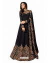 Black Faux Georgette Hanworked Anarkali Suit