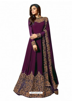 Purple Faux Georgette Hanworked Anarkali Suit