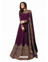 Purple Faux Georgette Hanworked Anarkali Suit