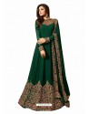 Dark Green Faux Georgette Hanworked Anarkali Suit